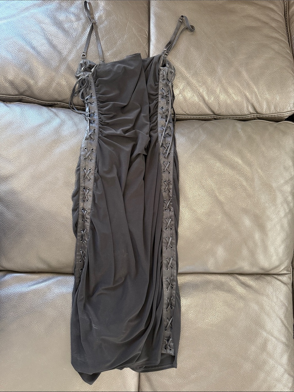 Laundry By Shelli Segal Black Lace-Up Side Midi Dress